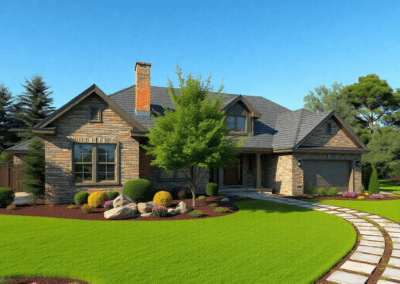 Landscape image with shrubs and plants