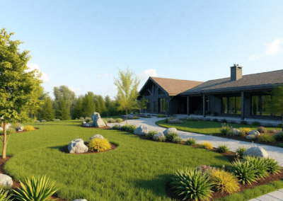 Landscape image with shrubs and plants