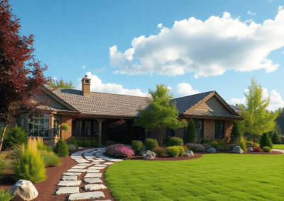 Landscape image with shrubs and plants