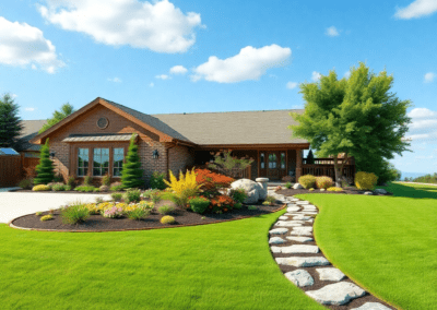 Landscape image with shrubs and plants