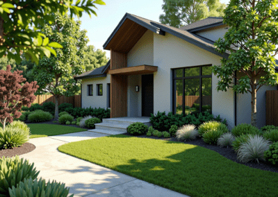 Landscape image with shrubs and plants