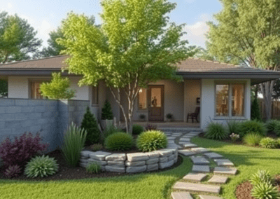 Landscape image with shrubs and plants