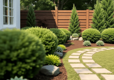 Landscape image with shrubs and plants