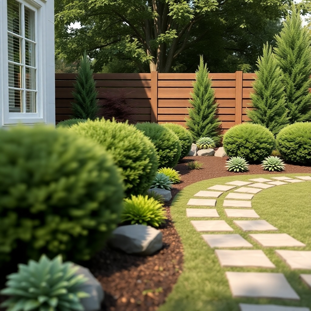 Landscape image with shrubs and plants